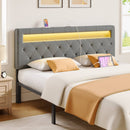 Rolanstar Headboard Only - Wall Mount Upholstered Head Board with LED Lights, Charging Station & Soft Padding