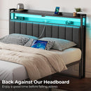 Rolanstar Headboard for Full Size Bed with Storage, 60,000 DIY Color of LED Light, Head Board with USB & Type C Port, Height Adjustable, Black Upholstered Cabeceras de Cama Comfortable Modern, Stable