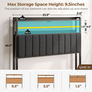 Rolanstar Headboard for Full Size Bed with Storage, 60,000 DIY Color of LED Light, Head Board with USB & Type C Port, Height Adjustable, Black Upholstered Cabeceras de Cama Comfortable Modern, Stable