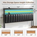 Rolanstar Headboard for King Size Bed with Storage, 60,000 DIY Color of LED Light, Head Board with USB & Type C Port, Height Adjustable, Black Upholstered Cabeceras de Cama Comfortable Modern, Leather