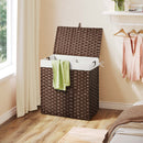 Rolanstar Laundry Hamper Wicker Laundry Basket with Lid, Handles Clothes Hamper Foldable with 2 Removable Liner Bags