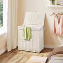 Rolanstar Laundry Hamper Wicker Laundry Basket with Lid, Handles Clothes Hamper Foldable with 2 Removable Liner Bags