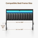 Rolanstar Headboard for Queen Size Bed with Storage, 60,000 DIY Color of LED Light, Head Board with USB, Type C Port, Height Adjustable, Black Upholstered Cabeceras de Cama Comfortable Modern, Leather