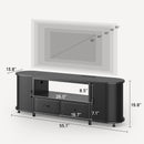 Rolanstar TV Stand for 55 60 inch TV, Entertainment Center with Power Outlet and LED, 2 Fabric Drawers TV Console with 2 Cabinet, Open Shelf, Sliding Door, Media Console for Bedroom/Living Room