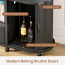 Rolanstar TV Stand for 55 60 inch TV, Entertainment Center with Power Outlet and LED, 2 Fabric Drawers TV Console with 2 Cabinet, Open Shelf, Sliding Door, Media Console for Bedroom/Living Room