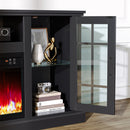 Rolanstar Fireplace TV Stand with Led and Power Outlets, Black Entertainment Center with 26" Electric Fireplace for 45/50/55/60/65 inch TVs, Modern TV Console with Storage Cabinet for Living Room