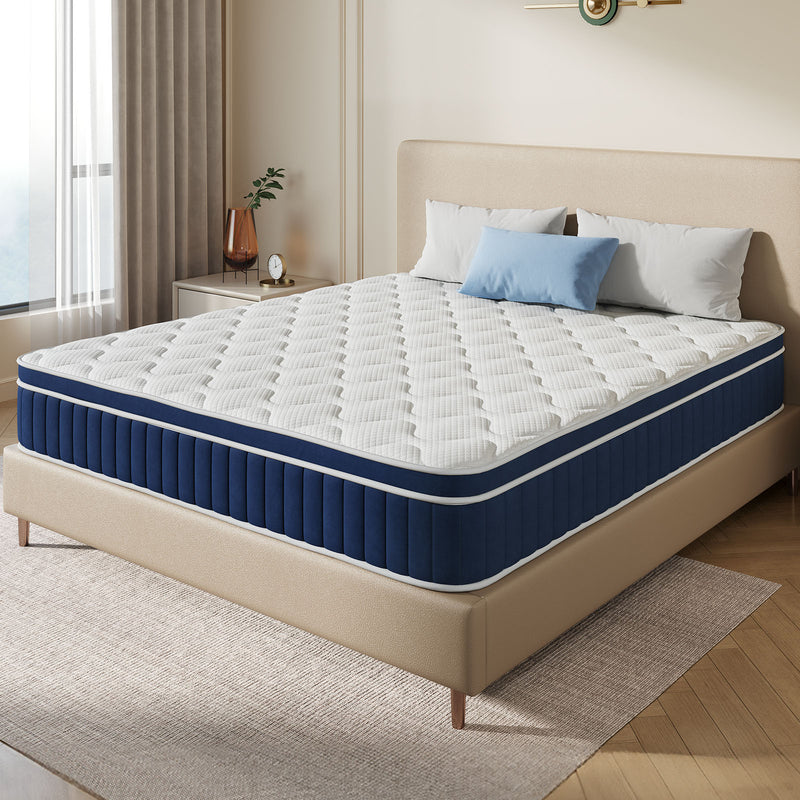 Rolanstar Queen Size Mattress, 8 Inch Foam Hybrid Mattress with Independent Spring, Medium Firm Mattresses in a Box, Breathable and Pressure Relief, CertiPUR-US