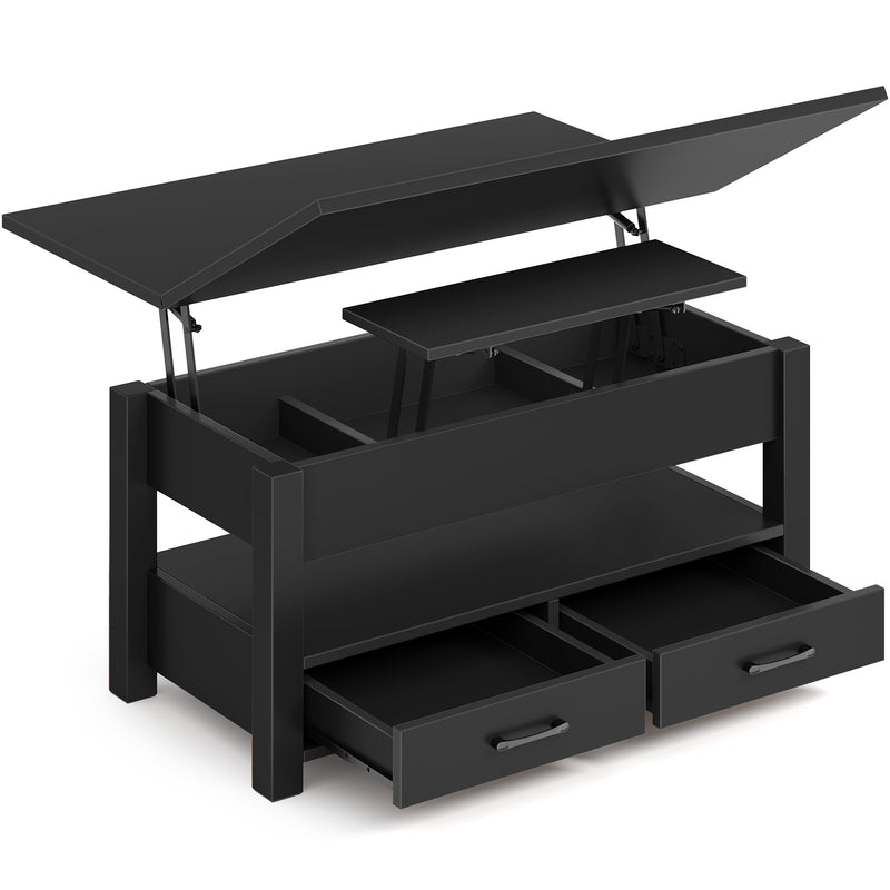 Rolanstar Coffee Table Lift Top, Multi-Function Convertible Coffee Table with Drawers and Hidden Compartment, Converts to Dining Table for Living Room, Home Office