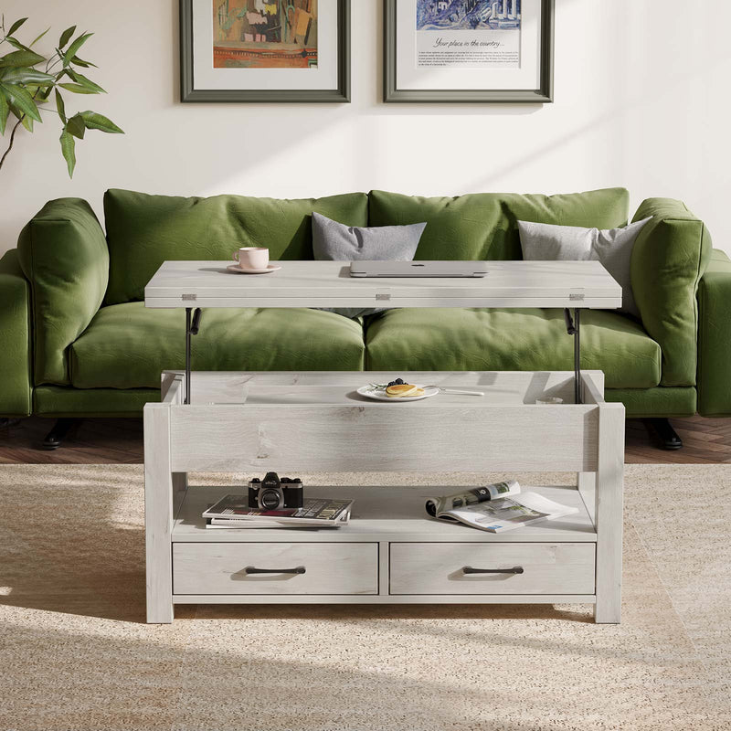 Rolanstar Coffee Table Lift Top, Multi-Function Convertible Coffee Table with Drawers and Hidden Compartment, Converts to Dining Table for Living Room, Home Office