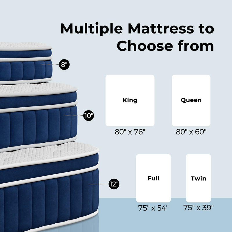 Rolanstar Queen Size Mattress, 8 Inch Foam Hybrid Mattress with Independent Spring, Medium Firm Mattresses in a Box, Breathable and Pressure Relief, CertiPUR-US