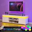 Rolanstar TV Stand with Power Outlet & LED Lights, Modern Entertainment Center for 32/43/50/55/65 Inchs TVs, TV Table, Universal Gaming LED TV Media Stand with Large Storage Cabinet
