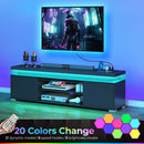 Rolanstar TV Stand with Power Outlet & LED Lights, Modern Entertainment Center for 32/43/50/55/65 Inchs TVs, TV Table, Universal Gaming LED TV Media Stand with Large Storage Cabinet