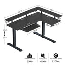 Rolanstar L Shaped Standing Desk with LED Light and Power Outlet, Dual Motor Height Adjustable Electric Standing Desk with Monitor Stand & Keyboard Tray, 61.2" Sit Stand Desk Black