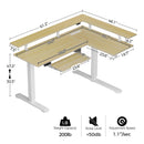 Rolanstar L Shaped Standing Desk with LED Light and Power Outlet, Dual Motor Height Adjustable, 61.2" Electric Standing Desk with Monitor Stand & Keyboard Tray Beige