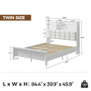 Rolanstar Bed Frame  with Charging Station, Bookcase Headboard Bed with LED Light and Sliding Doors, Platform Bed with Wooden Slats, No Box Spring Needed, Noise Free