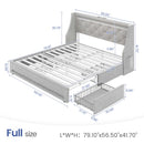 Rolanstar Bed Frame with Upholstered Headboard and 4 Drawers