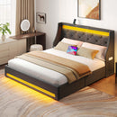 Rolanstar Bed Frame with Upholstered Headboard and 4 Drawers