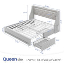 Rolanstar Bed Frame with Upholstered Headboard and 4 Drawers