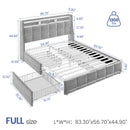 Rolanstar Upholstered Platform Bed Frame with Wingback Headboard, LED Lights & 4 Storage Drawers