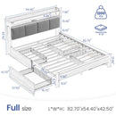 RolanstarBed with Headboard and Power Outlets, Upholstered bed with 4 Drawers and RGB LED Lights