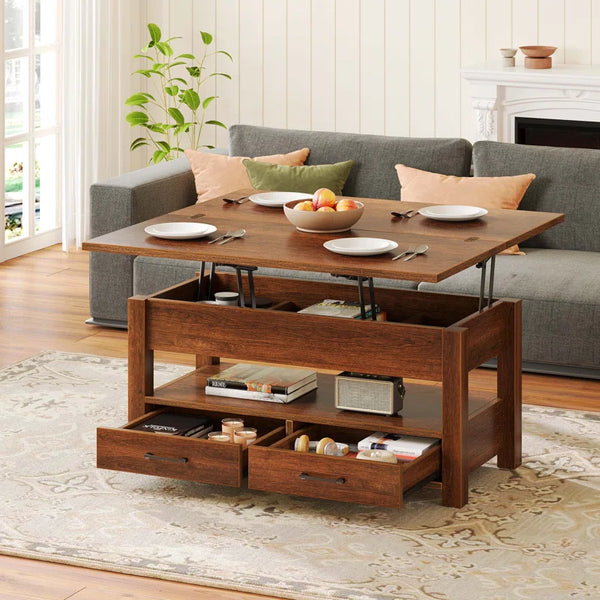 Rolanstar Lift Top Coffee Table with Hidden Storage, Multi-Function Co
