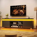 Rolanstar Wall Mounted TV Stand with Power Outlet 65 Inch Black