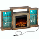 Rolanstar Fireplace TV Stand with Led Lights and Power Outlets, TV Console for 32" 43" 50" 55" 65", Entertainment Center with Adjustable Glass Shelves, Rustic Brown