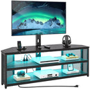 Rolanstar TV Stand with Mount and Power Outlet, Swivel TV Stand with LED Lights for 32/45/55/60/65/70 inch TVs, Black Entertainment Center Media Console with Height Adjustable Mount