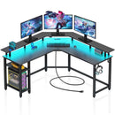 Rolanstar L Shaped Gaming Desk with LED Lights & Power Outlets, 53" Computer Desk with Full Monitor Stand & Storage Shelf, Corner Desk with Hooks, Carbon Fiber Desk Reversible Visit the Rolanstar Store