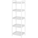 Rolanstar Bookshelf, 5-Tier Storage Rack, Narrow Corner Bookshelf, Display Wooden Shelves for Living Room, Bathroom, Balcony, Kitchen,White