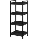 Rolanstar Bookshelf, 4-Tier Storage Rack, Narrow Corner Bookshelf, Display Wooden Shelves for Living Room, Bathroom, Balcony, Kitchen,Black