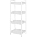 Rolanstar Bookshelf, 4-Tier Storage Rack, Narrow Corner Bookshelf, Display Wooden Shelves for Living Room, Bathroom, Balcony, Kitchen,White