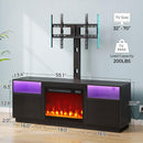 Rolanstar Fireplace TV Stand with Led Lights and Power Outlets, Entertainment Center with Electric Fireplace, Swivel TV Stand Mount for 45/55/60/65 inch TVs, Height Adjustable TV Console, Black
