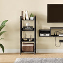 Rolanstar Bookshelf, 4-Tier Storage Rack, Narrow Corner Bookshelf, Display Wooden Shelves for Living Room, Bathroom, Balcony, Kitchen,Black