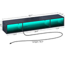 Rolanstar TV Stand with Power Outlet, Floating TV Stand with RGB Lights, 55.1" Wall Mounted TV Shelf, Glossy Black Media Console with Storage Shelf, Entertainment Under TV for Living Room, Bedroom