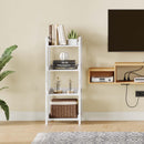 Rolanstar Bookshelf, 4-Tier Storage Rack, Narrow Corner Bookshelf, Display Wooden Shelves for Living Room, Bathroom, Balcony, Kitchen,White