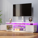 Rolanstar TV Stand with Mount and Power Outlet 51.2", Swivel TV Stand Mount for 32/45/55/60/65/70 inch TVs, Height Adjustable Modern Entertainment Center with Storage & LED Lights, TV Table White
