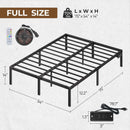 Rolanstar Bed Frame with USB Charging Station, Full Bed Frame with LED Lights, Platform Bed Frame with Heavy Duty Steel Slats, 14" Storage Space Beneath Bed