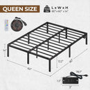 Rolanstar Bed Frame with USB Charging Station, Queen Bed Frame with LED Lights, Platform Bed Frame with Heavy Duty Steel Slats, 14" Storage Space Beneath Bed