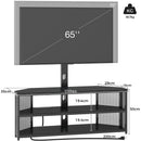 Rolanstar TV Stand with Mount and Power Outlet, Swivel TV Stand with LED Lights for 32/45/55/60/65/70 inch TVs, Black Entertainment Center Media Console with Height Adjustable Mount