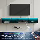 Rolanstar TV Stand with Power Outlet, Floating TV Stand with RGB Lights, 47.2" Wall Mounted TV Shelf, Glossy Black Media Console with Storage Shelf, Entertainment Under TV for Living Room, Bedroom