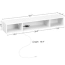 Rolanstar TV Stand with Power Outlet, Floating TV Stand with RGB Lights, 55.1" Wall Mounted TV Shelf, White Media Console with Storage Shelf, Entertainment Under TV for Living Room, Bedroom