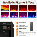 Rolanstar Fireplace TV Stand with Led Lights and Power Outlets, Entertainment Center with Electric Fireplace, Swivel TV Stand Mount for 45/55/60/65 inch TVs, Height Adjustable TV Console, Black