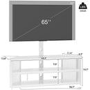 Rolanstar TV Stand with Mount and Power Outlet, Swivel TV Stand with LED Lights for 32/45/55/60/65/70 inch TVs, White Entertainment Center Media Console with Height Adjustable Mount