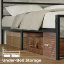 Rolanstar Queen Bed Frame with Headboard, Bed Frame Queen with LED Lights, Camas Queen Size Bed with Charging Station, Solid Metal Slats, Noise Free, No Box Spring Needed, Grey