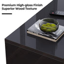 Rolanstar TV Stand with Power Outlet, Floating TV Stand with RGB Lights, 47.2" Wall Mounted TV Shelf, Glossy Black Media Console with Storage Shelf, Entertainment Under TV for Living Room, Bedroom