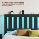 Rolanstar Full Bed Frame with Headboard, Charging Station and LED Lights, Wooden Bed Frame Foundation with Wood Slat Support, No Box Spring Needed, Black