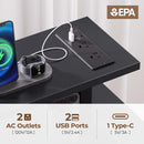 Seventable Computer Desk 55.1" with LED Lights & Power Outlets, Home Office Desk with 4 Drawers, Writing Desk with Keyboard Tray, Study De sk with Monitor Stand, Work for Home Office, Black