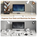 Rolanstar Bookshelf with Drawer, 4 Shelf Tree Bookshelf, Wooden Bookshelves Storage Rack for CDs/Movies/Books, Rustic Brown Bookcase, Utility Organizer Shelves for Living Room, Bedroom