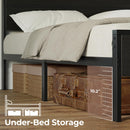 Rolanstar Queen Bed Frame with Headboard, Bed Frame Queen with LED Lights, Camas Queen Size Bed with Charging Station, Solid Metal Slats, Noise Free, No Box Spring Needed, Black